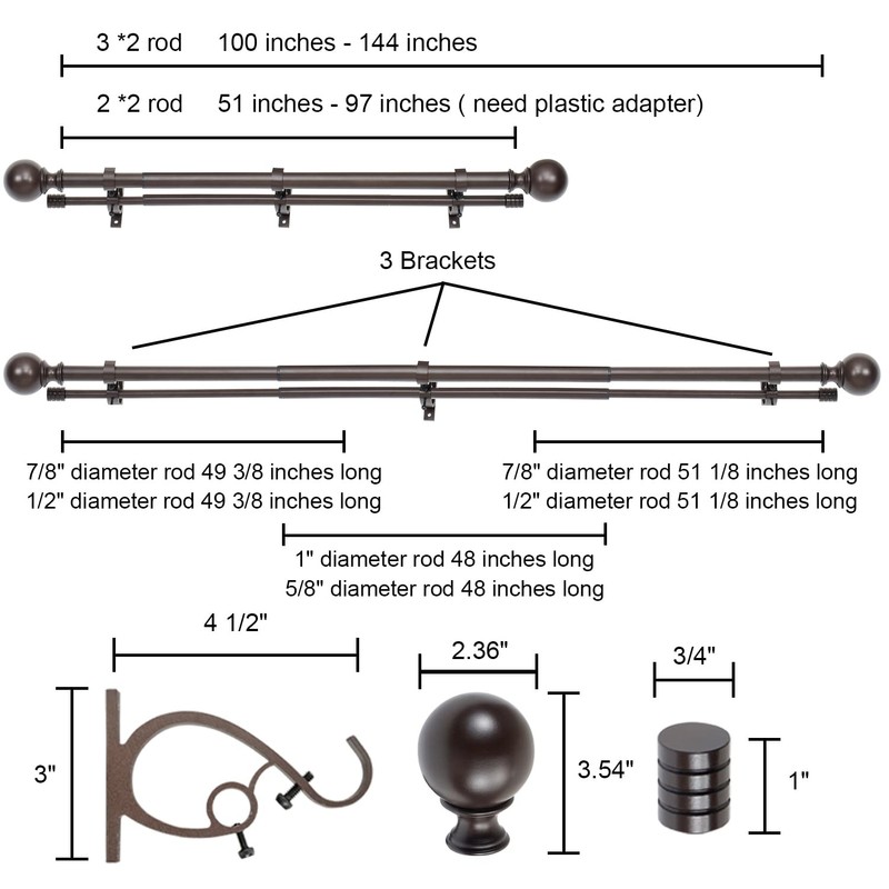Kemmie 1" Classic Window Curtain Rod with Round & Barrel