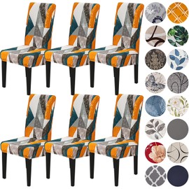 HZDHCLH Chair Covers Slipcovers 4/6 PCs Stretch Removable Washable Short Dining Chair Protector Cover Seat for Hotel,Dining Room,Ceremony（Classic Geometry,6 PCS）