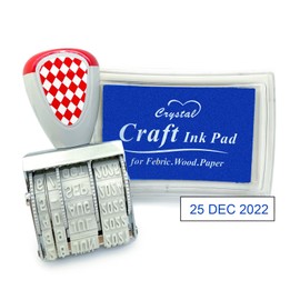 Date Stamp New Creative DIY Business Rubber Stamp with Adjustable Date Rolling Stamps School Supplies Stationery with Black InkPad (Blue)