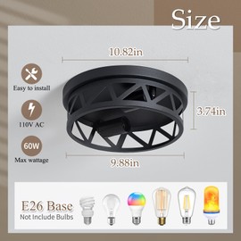 DPXEKQ Black Flush Mount Ceiling Light Fixture,2-Light Hallway Light Fixtures Ceiling,Light Fixtures Ceiling Mount for Hall,Kitchen,Farmhouse (2 Pack)