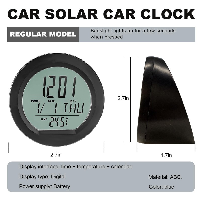FSTURIOS Car Digital Thermometer Clock, Dashboard Clock with Backlight Fahrenheit
