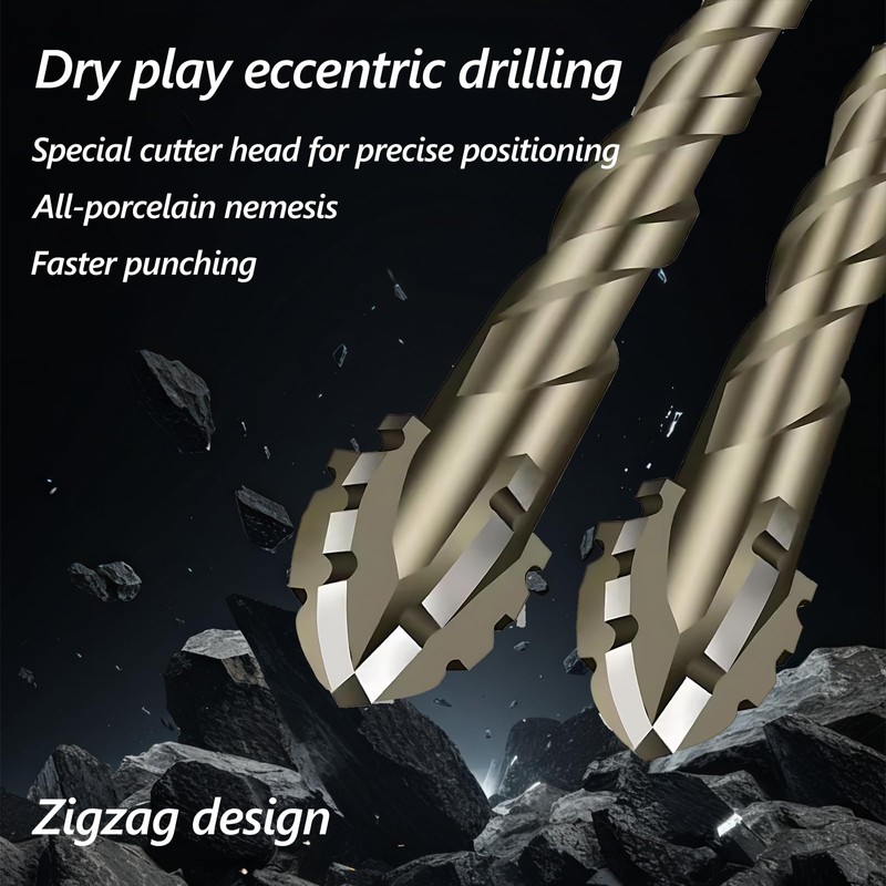 10Pcs Four Blade Serrated Eccentric Dill Bit Kit, Serrated Carbide