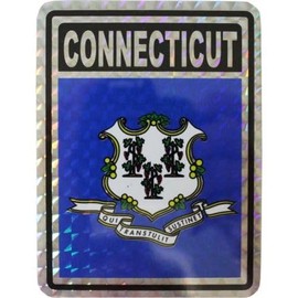 Wholesale Lot 12 State of Connecticut Flag Reflective Decal Bumper Sticker
