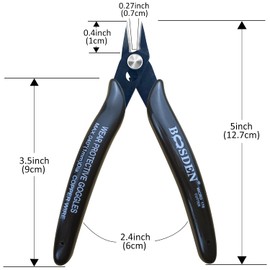 BOOSDEN Thin Blade Nipper, Nipper, Tool, Electrician Nipper, Micro Nipper, Precision Pliers, Small Size, Delicate Work Tool, Plastic Model, 5-Piece Set, 5 Piece Set, 5 Inches (127 mm)