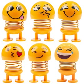 Pack of 6 Wobble Figures Lucky Charm Car Wobble Figure Decorative Figures for Living Room Desk Office Decoration Funny Small Gifts (6 Different Expressions, B)