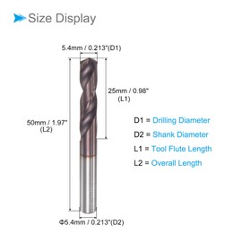 CoCud Solid Carbide Drill Bit, 5.4mm Diameter, AlTiSin Coated K45/P10 Tungsten Carbide Twist Drill Bits - (Applications: for Hardened Steel Stainless Steel Alloy), 1-Piece