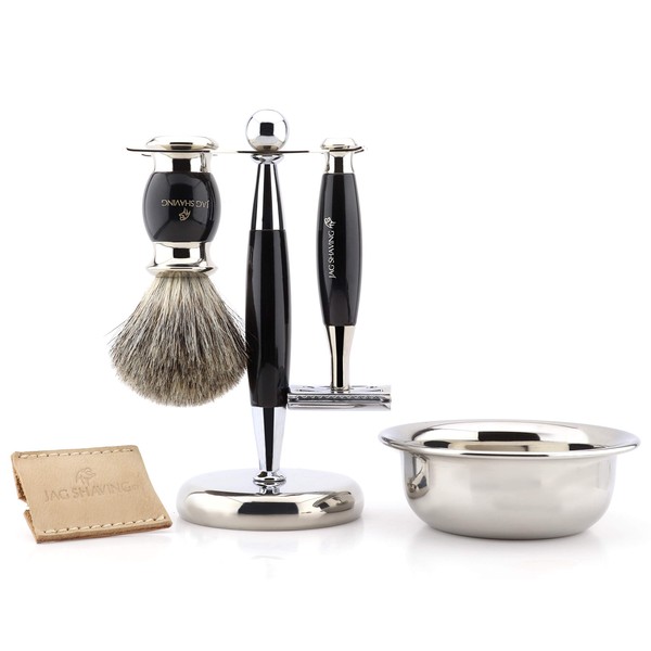 Jag Men's Double Sided Safety Razor with Leather Case, Shaving