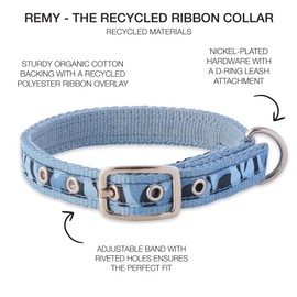 Pet Passion Adjustable Recycled Ribbon Dog Collar for All Pet Breeds, Camo-Navy, Large
