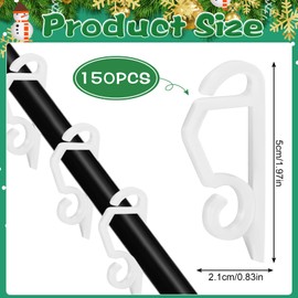ADERTOS Gutter Hooks, 150 PCS Christmas Lights Gutter Clips Xmas Gutter Hanging Hooks Plastic Light Gutter Hang Clips Heavy Duty Gutter Light Clips for Outdoor Christmas Xmas String Lights (White)