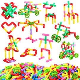 Libima 248 Pcs Tubular Pipes Building Blocks for Kids Over 6 Years Old Stem Building Toy Colorful Tube Pipe Toy Construction Set for Toddlers Educational Preschool Learning