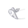 PAVOI Rhodium Plated Pear Premium Cubic Zirconia Engagement Ring for