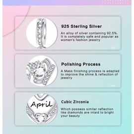 Sterling Silver 925 April Birthstone Charm Pendant for women Heart-shape Garnet Crystal Jewelry For European Style Bracelets and Necklaces