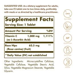 Solgar Vitamin C 1000 mg with Rose HIPS, 250 Tablets - Antioxidant & Immune Support - Overall Health - Supports Healthy Skin & Joints - Non-GMO, Vegan and Kosher - 250 Servings