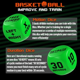SETOXYX Basketball Dribble Training Dice Set - Basketball Training Equipment - Basketball Party Favors,Dribble Skills Training for Beginner from 0 to 1,Basketball Gift for Teens and Kids