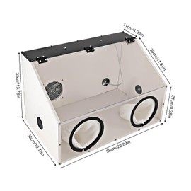 2 Holes Dust Cover Fully Enclosed Grinding Table, Polisher Dust Box,Fully Enclosed Table Polisher Dust Box,High Visibility with Pvc&Plexiglas Led & Fan for Carving,Cutting,Drilling,Polishing,Milling