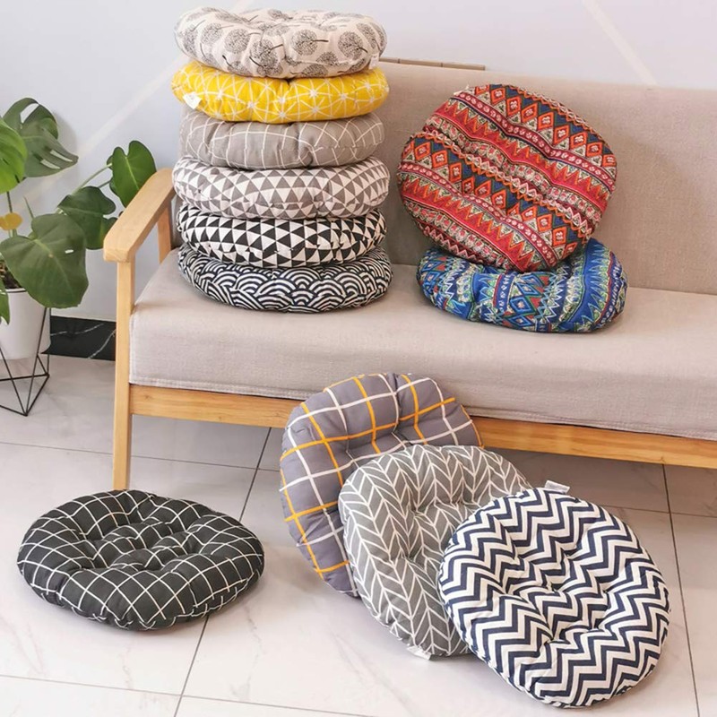 XSlive Round Chair Cushions Seat Cushion Boho Pattern Soft Thick