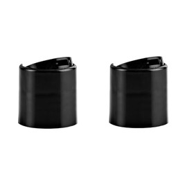 OAK & SAGE 2 Black PP Smooth Disc Top Plastic Caps - 0.310" Orifice Opening - 24/410 Cap Size - 2 Total