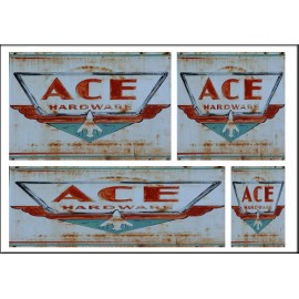 Unbranded WEATHERED HO SCALE PEEL/STICK BUILDING DIORAMA LAYOUT SIGNS ACE HARDWARE HO100