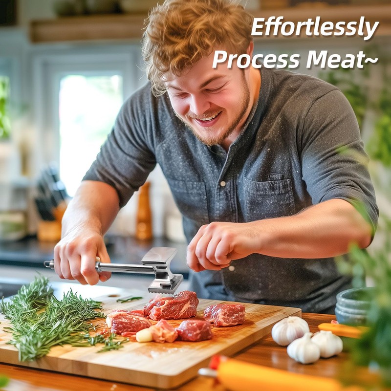 Yopinmall Meat Tenderiser Stainless Steel, Double-Sided Non-Stick Schnitzel Tenderiser Meat