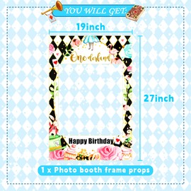 LaVenty Alice in Onederland 1st Birthday Backdrop Alice in Onederland Party Supplies Alice in Onederland Party Photo Booth Props Lets Partea Party Photo Booth Frame