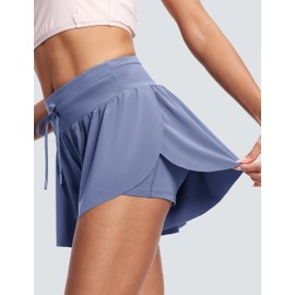 ISEEGZ Womens 2.8" Swim Board Shorts High Waisted Slimming Quick Dry Stretch Swim Beach Trunks with Liner and 2 Pockets Sapphire Blue