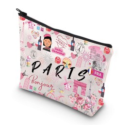 WSNANG Paris Trip Gift Paris Travel Makeup Bag Eiffel Tower Cosmetic Bag Paris Theme Travel Bag Paris Lover Gift (Paris bag)