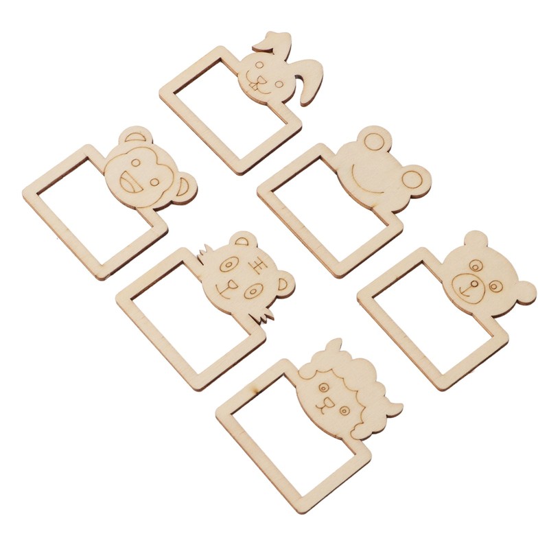 100pcs Wooden Cartoon Animal Photo Frame Decorative Hand Painting Photo