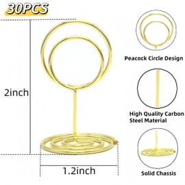 30Pcs Table Number Holders,Wire Place Card Holder Table Sign Holder Name Menu Clips,Picture Stands Photo Stands for Wedding Centerpieces Birthday Party