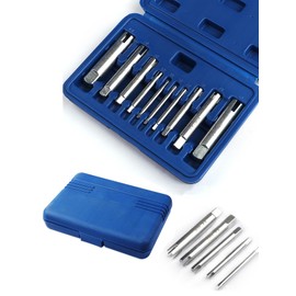 HttDog Tap Dice Set, Tap Extractor, Screw Extractor, M4-M22, Screw Extractor, Repair Tool, Tanned Screw Remover, Carbon Steel Material, Crushed Screws, Storage Case Included, Set of 10