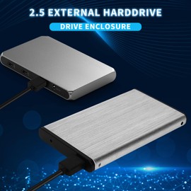A-Goldnest Aluminum Alloy 2.5" Hard Drive Enclosure USB 3.0 to SATA III Adapter Supports 2.5 Inch SSD & HDD 9.5mm 7mm External Hard Drive Enclosure Silver