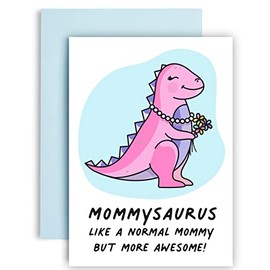 Huxters Dinosaur Birthday Card for Mommy Mommysaurus –A5 Happy Birthday Card with Unique Illustration and Cute Mom Message – Mothers Day Card – Blank Interior – Mom Card (Mommysaurus)