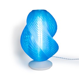 JONATHAN Y USA1009B Gema 13.5" Mid-Century Coastal Plant-Based PLA 3D Printed Dimmable LED Table Lamp, Clear Blue/White, for Living Room, Dining Room, Bedroom