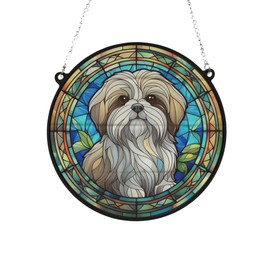 Image Industry Shih Tzu Stained Glass Effect Suncatcher - Garden Gift - Dog Gift - Pet Memorial (19cm)