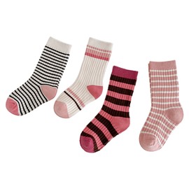 Kids Socks Mid Calf Striped Soft Breathable Combed Cotton Boys Girls Socks for Autumn L (Recommended Foot Length 18‑20cm / 7.1‑7.9in)