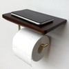 Solid Brass Toilet Paper Holder with Dark Brown Wood Shelf,
