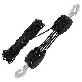 XSTRAP STANDARD Heavy-Duty 2,000LB 50 Feet Reflective Rope Hoist Pulley 1 Ton Wheel Block and Tackle System 5:1 Ratio Lifting Power with 2PK 18 Inch Soft Loops (Upgraded 50ft Reflective)