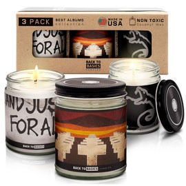 Back to Basics Candles | Heavy Metal Best Albums Candle Kit - 3 Vegan Soy Coconut Wax Scented Candles for Rock & Roll Fans, Merch, Home Decor, Birthday Gifts for Best Friends, Boyfriend | Made in USA