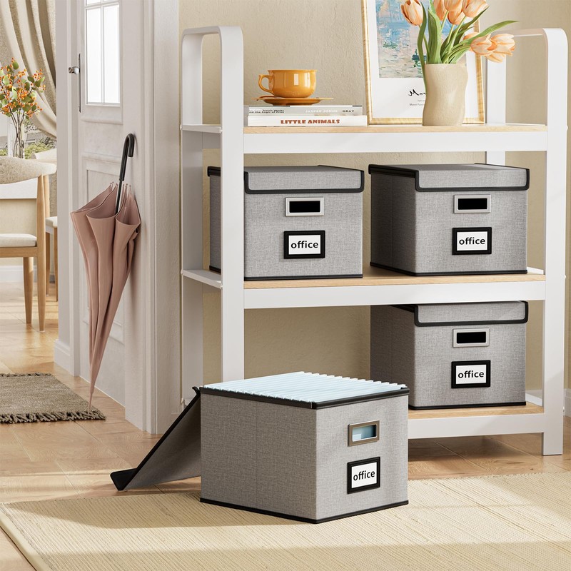 Huolewa Upgraded Portable File Organizer Box with Lid, Collapsible Linen