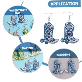 Healvian Creative Retro Boot Earrings for Women Double-Sided Printed Western Jewelry Unique Cowgirl Accessories 1 Pair