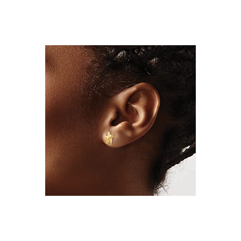 14K Solid Yellow Gold Starfish Stud Earrings