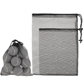 Thinp 2 Pcs Golf Ball Bag,Mesh Ball Bag with Drawstring Nylon Mesh Drawstring Bag Ball Bags Mesh Black Mesh Bag for Pool Toys Collecting Golf Ball Tennis(2 Size)