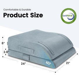 OasisSpace Adjustable Leg Elevation Pillow with Memory Foam- Leg Rest Pillow for Circulation and Elevation,Sleeping - Wedge Pillow for Legs, Back, Foot and Knee Injury with Removable Cover