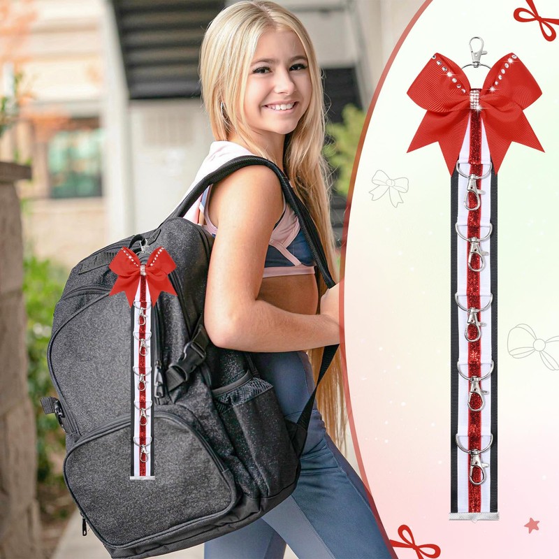 DEEKA Cheer Bow Holder with Mini Bow for Backpack Bags