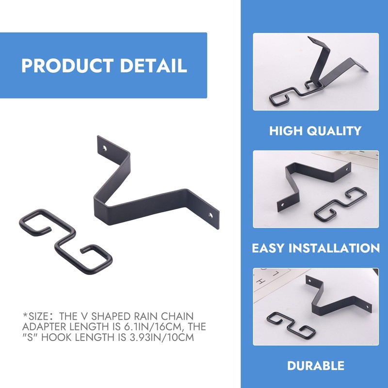 RiseDirectly 2 Pcs Heavy-Duty V-Shaped Rain Chain Gutter Adapter Clip