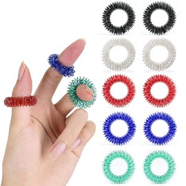 TEOZBLU 10 Stück Akupressur Ring Set, Finger und Handgelenk Massageringe für Stress Reduzierstück, Anti Stress Akupressurring, Fingermassage oder Zehenmassage Set für Erwachsene