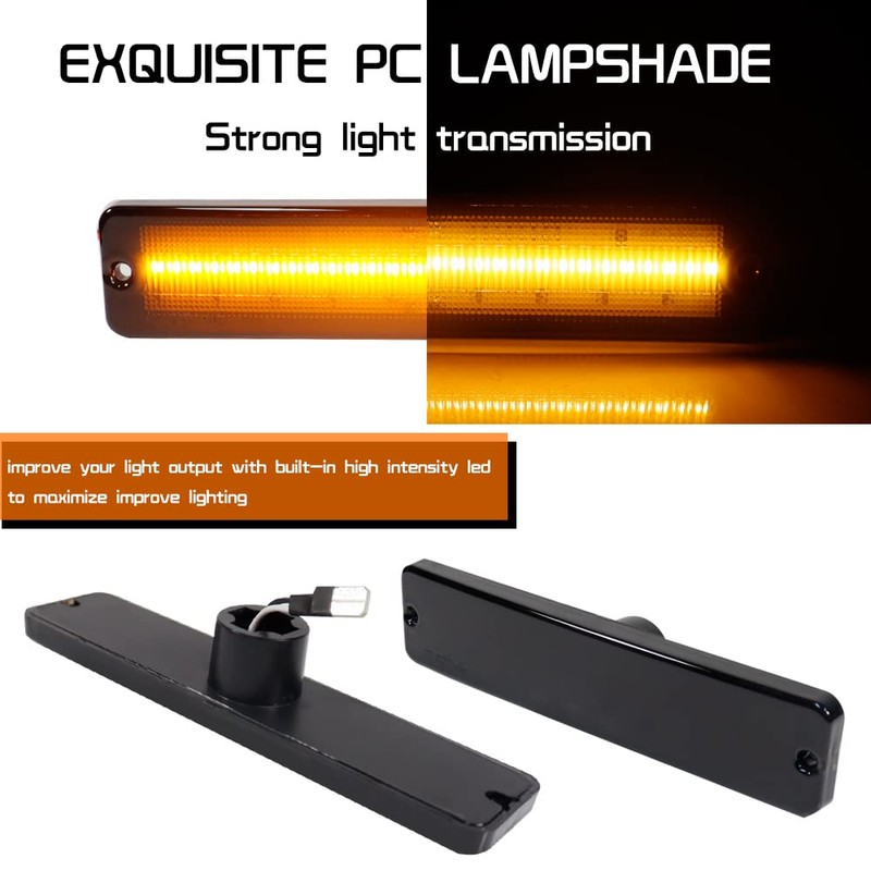 Tonsya Kit de lente ahumada negra con luz LED ámbar