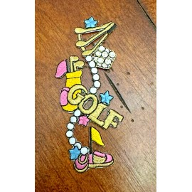 Unbranded Medium LADIES WOMAN GOLF THEMED  Iron On Patch Applique 4.25" h x 1 7/8" w