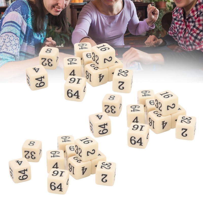 30PCS 6 Sided Number Dice 15.5mm Multiple Of 2 Number