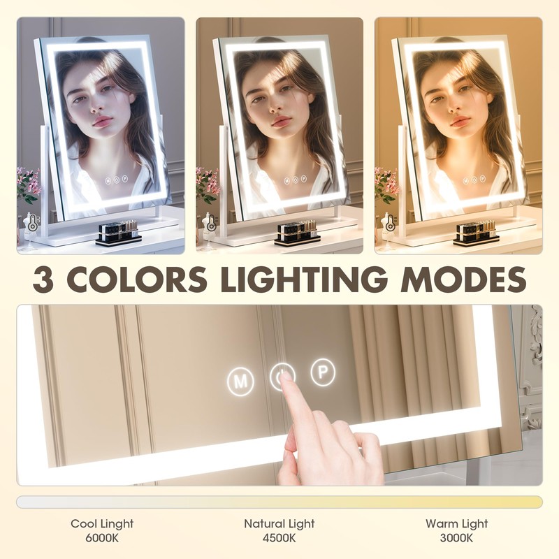 Hasipu Vanity Mirror with Lights, 16" x 20" LED Makeup