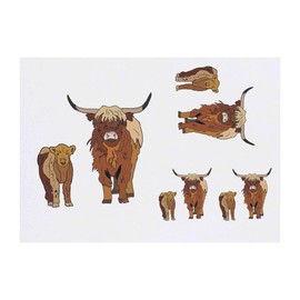 Azeeda 4 x 'Hochlandkuh mit Kalb ' Temporäre Tattoos - Wasserfest, Hautfreundlich & Ungiftig · Transfers in Verschiedenen Größen (TO00069624)